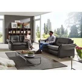 Hukla Couch hochwertiges Glattleder 2-Sitzer Schwarz