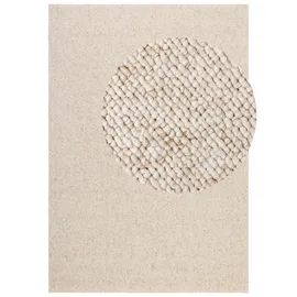 ELLE DECORATION Rocco - Weicher Flachgewebe Teppich, Maschinen Waschbar, Woll Optik, Langlebig & Nachhaltig, Modern, Skandi Look für Wohnzimmer, Esszimmer, Schlafzimmer, Flur - Creme, 80x150cm