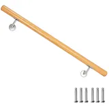 V2Aox Handlauf Buche Holz Handlauf Treppengeländer Wandhandlauf Treppe 50 - 500 cm, 90 cm Gesamtlänge 90 cm
