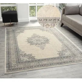 OTTO home Teppich OTTO HOME "Banli, Vintage-Look, Orient-Optik", grau (hellgrau), B:200cm H:9mm L:300cm, Kunstfaser, Teppiche, Teppich, dezenter Glanz, Schrumpf-Garn-Effekt, Wohnzimmer, Schlafzimmer