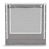 DAS COMPANY Seitenwand PVC 2x2m 4 Stck. mit Moskitonetz und Rollläden 500g/m2 Grau - Pavillon Markise Seitenteil Wasserdicht - Zeltgarage - Gartenpavillon - Lagerzelt - Gartenzelt - Pavillon
