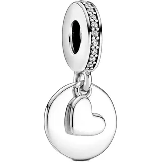 Pandora Moments Gravierbare Herzscheibe Charm-Anhänger aus Sterling Silber mit Zirkonia, Kompatibel Moments Armbänder, 799212C01
