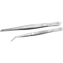FMprofessional Servier-/Deko Pinzetten Set 2tlg 11,6 cm Stahl silber