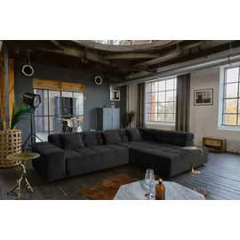 KAWOLA Sofa NEVADA Ecksofa Velvet schwarz Recamiere rechts