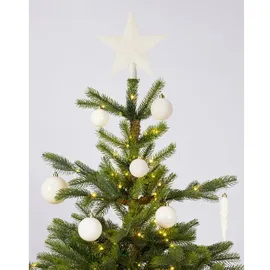 Christmas Decoration Weihnachtskugeln mit Christbaumspitze Stern Kunststoff 33er Set - Wollweiß - Weiß
