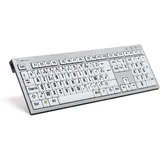 LogicKeyboard LargePrint Black on White (PC) Slim Alu Silber/Weiß/Schwarz