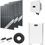 Photovoltaik-Paket 15 kWp mit Huawei Wechselrichter 15 kW + Stromspeicher 10,0 kWh, 36 Solarmodulen Glas-Folie black frame (* 0% MwSt. gem. §12 Abs. 3 UstG)