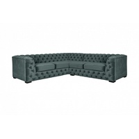 Guido Maria Kretschmer Home&Living Chesterfield-Sofa KALINA L-Form, hochwertige Chesterfield-Ausführung, sehr hochwertige Verarbeitung blau