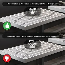 GGM Möbel Bistro Tisch 110 x 60 x 81 cm Weiß Marmor/Schwarz