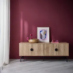 TV-Möbel, eichenfarbenes, geriffeltes Holzdekor, vier Türen, zwei Regale, L 160 x B 39 x H 60cm - Bazalt