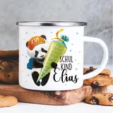 Wandtattoo Loft Kindertasse mit Namen und Panda Motiv, Emaille Tasse Kinder mit Namen, Tasse Kinder, Kindertasse personalisiert, Trinkbecher Kinder, Schulkind Tasse mit Namen, Camping Tasse Kinder