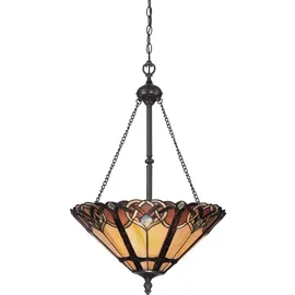 Elstead Lighting Hängeleuchte Deckenlampe Pendelleuchte Tiffany-Glas Stahl D 40,8 cm 3 Flammig