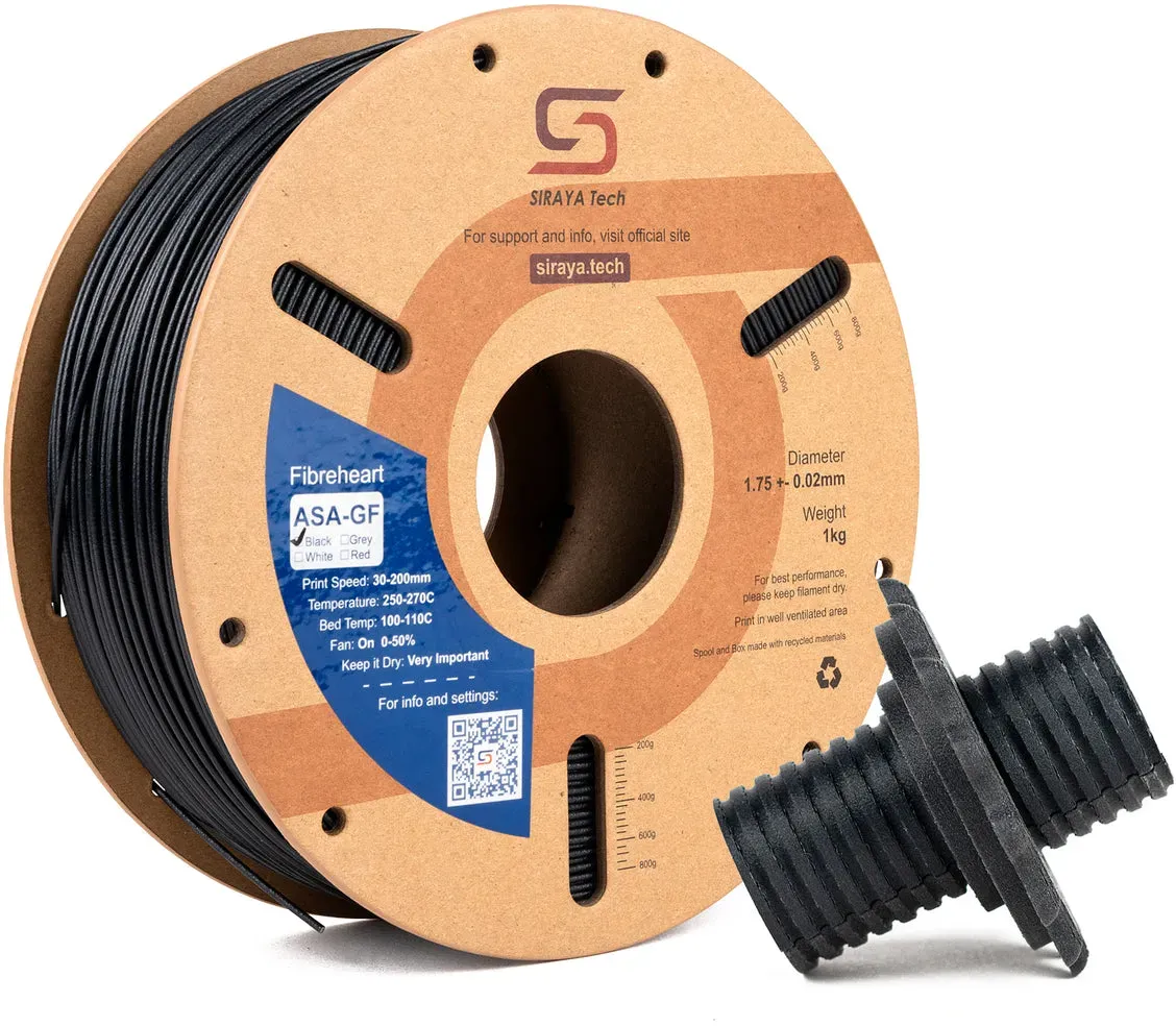 Siraya Tech - ASA - GF, Farbe: Schwarz, Filamentgröße: 1.75mm, Gewicht: 1 kg