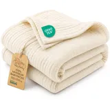 Totsy Baby Musselin Decke Babydecke Baumwolle 100 x 150 cm - Musselindecke Kuscheldecke Baby Musselintücher Kinderdecke dünne Babydecken Pucktuch Muslin Blanket für Kinder Oeko-Tex-Zertifikat Hellbeige
