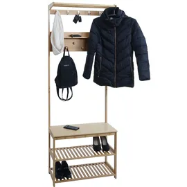 Mendler Schuhbank 170 x 70 x 31 cm braun / braun