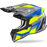 Airoh Strycker Glam, Motocrosshelm - Grau/Blau/Neon-Gelb - XS