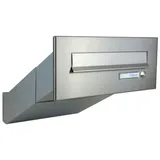 Letterbox24.de D-042 Edelstahl Mauerdurchwurf Briefkasten mit Klingel (Tiefe: 33-50 cm)