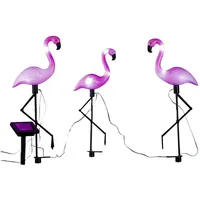 Spetebo Solar Gartenstecker Flamingo - 3er Set - Garten