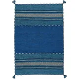 Pergamon Natur Teppich Kelim Navarro Blau, 200x300cm