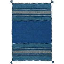 Pergamon Natur Teppich Kelim Navarro Blau, 200x300cm