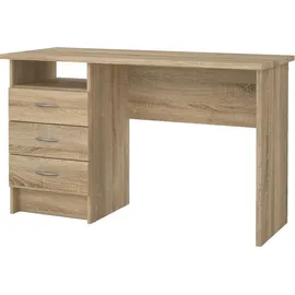 Dmora Linearer Schreibtisch mit drei Schubladen, Eichenfarbe, Maße 120 x 72 x 48 cm