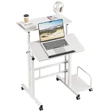 Dripex 60x60cm Stehpult Höhenverstellbar Schreibtisch, Mobiler Computertisch mit 4 Rollen, Steh-Sitz Tisch Laptoptisch neigbar Tischplatte, für Zuhause Büro