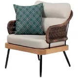 JVmoebel Gartensessel Beiger Sessel mit Rattan-Geflecht und bequemen Polstern (Sessel), Made in Europa beige