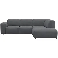 Ecksofa FLEXLUX "Lucera, super Sitzkomfort durch Kaltschaum im Sitz, L-Form" Sofas Gr. B/H/T: 256cm x 73cm x 231cm, Lederoptik, Chaiselongue links, grau (elephant grey) modern & anschmiegsam, Designsofa, modernes skandinavisches Design