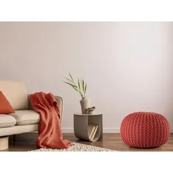 Amagohome PREMIUM Sitzhocker Pouf  ø 45cm  Strickpouf Indoor u. Outdoor - pflegeleicht & nachhaltig : terracotta - ginger