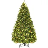 Costway 240cm LED Künstlicher Weihnachtsbaum, mit Klappsystem und Metallständer, Tannenbaum geschmückt, Kunstbaum Weihnachten ideal für Zuhause,
