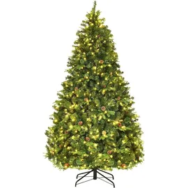Costway 240cm LED Künstlicher Weihnachtsbaum, mit Klappsystem und Metallständer, Tannenbaum geschmückt, Kunstbaum Weihnachten ideal für Zuhause,