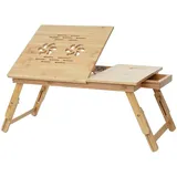 Mendler Laptoptisch HWC-B81, Notebooktisch Betttisch Klapptisch mit Lüftungslöcher faltbar höhenverstellbar, Bambus