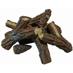 Gardenforma Brennholz aus Keramik für Gas-Feuerstellen - Kiefernholz Optik braun