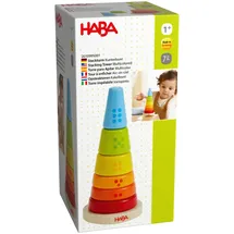 HABA 2010995001 - Steckturm Kunterbunt, Wackelturm, Holz, 7-teilig