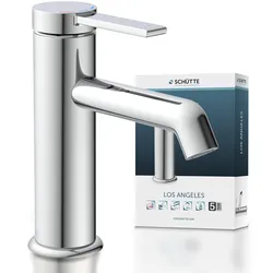 Waschtischarmatur SCHÜTTE "LOS ANGELES", silber (chrom), Messing, Armaturen, Wasserhahn Bad, energiesparend, wassersparend