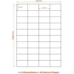 VEPATIM 4000x Etiketten Labels selbstklebend weiß 52.5 x 29.7mm auf DIN A4