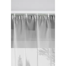 Gardinenbox 2er-Pack Gardinen Transparent Vorhang Set Wohnzimmer Voile Schlaufenschal mit Bleibandabschluß HxB 175x140 cm Grau,