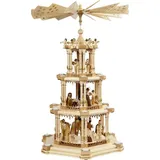 Richard Glaesser Weihnachtspyramide Barocke Spiegelpyramide Heilige Familie für Teelichte, Höhe ca. 86cm, Handwerkskunst original Erzgebirge