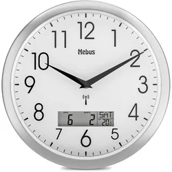 Mebus Funk-Wanduhr mit digitaler Anzeige Ø30cm