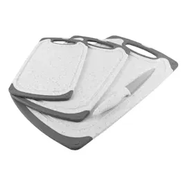 Gräwe Schneidebrett-Set, 4-teilig, inkl. Messer, Granit-Look, weiß
