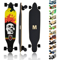 MAXOfit Longboard Jamaica No. 01 - Top Mount Board mit robustem Deck und mittelweichen Rollen - Top-Mount Achsen und Cutouts für eine hohe Wendigkeit und stabiles Fahren