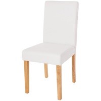 Esszimmerstuhl Littau, Küchenstuhl Stuhl, Kunstleder ~ weiß matt, helle Beine
