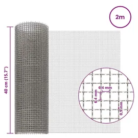 vidaXL Mesh Bildschirm 40 x 200 cm Silber/Edelstahl