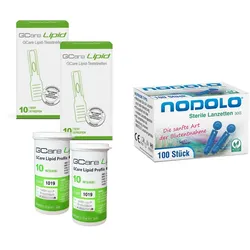 Gcare LIPID Gesamtcholesterin Teststeifen 20 St + 100 Lanz 20 St