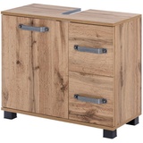 Schildmeyer Milan Waschbeckenunterschrank 134889, eiche landhaus Dekor, 65 x 32 x 59 cm,