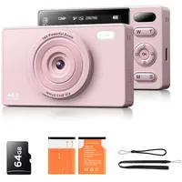 64GB Digitalkamera Kinder Fotokamera: 48MP Anti-Shake Kinderkamera Foto Vlogging Fotoapparat 16X Digital Zoom Appareil Foto Serienaufnahme Selbstauslöser Kompaktkamera für Fotografie