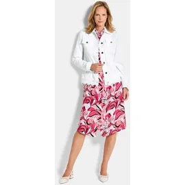 GOLDNER Kurzgröße: Baumwolljacke mit Blumenborte in weiß | Gr.: 20
