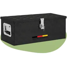 deluke DELUKE® Aluminiumbox mit Deckel Abschließbar Alubox Deichselbox Alu Anhängerbox Werkzeugkiste Transportbox Metallkiste, 70x31x27cm Schwarz