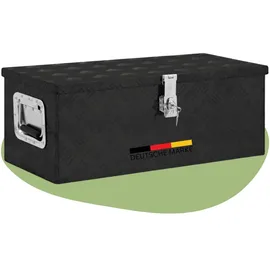 deluke DELUKE® Aluminiumbox mit Deckel Abschließbar Alubox Deichselbox Alu Anhängerbox Werkzeugkiste Transportbox Metallkiste, 70x31x27cm Schwarz