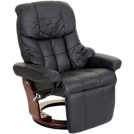 Robas Lund Relaxsessel Calgary 2, Fernsehsessel Sessel, Echtleder 150kg belastbar ~ schwarz, Walnuss-Optik